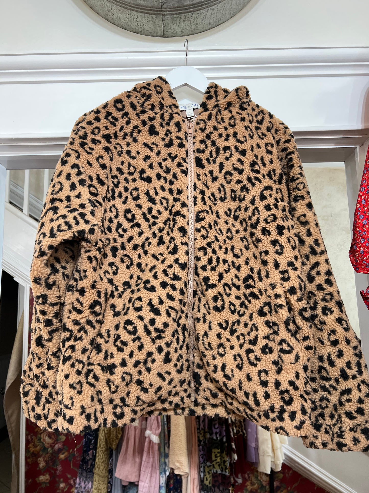 Cheetah Print Faux Fur Hooded Jacket