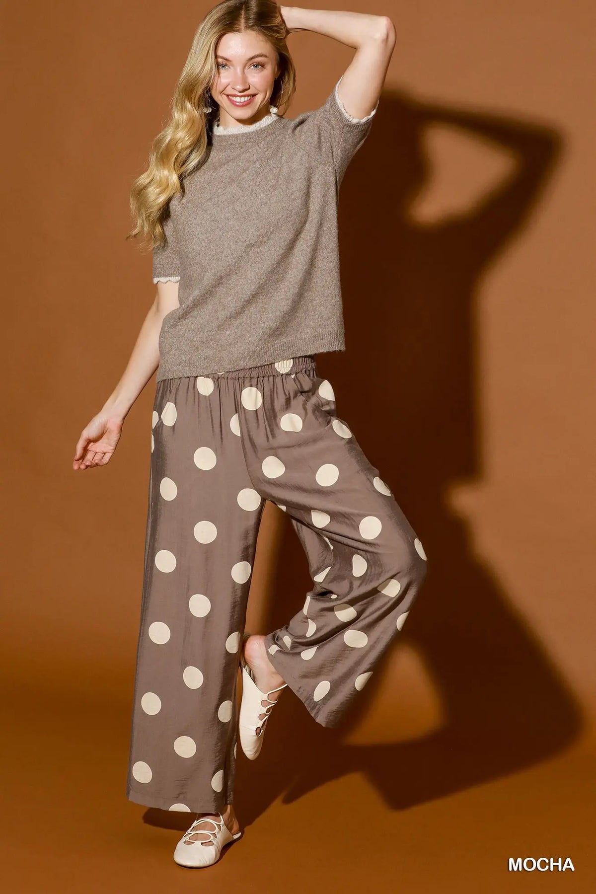 Polka Dot Wide Leg Crop Pants with Pockets