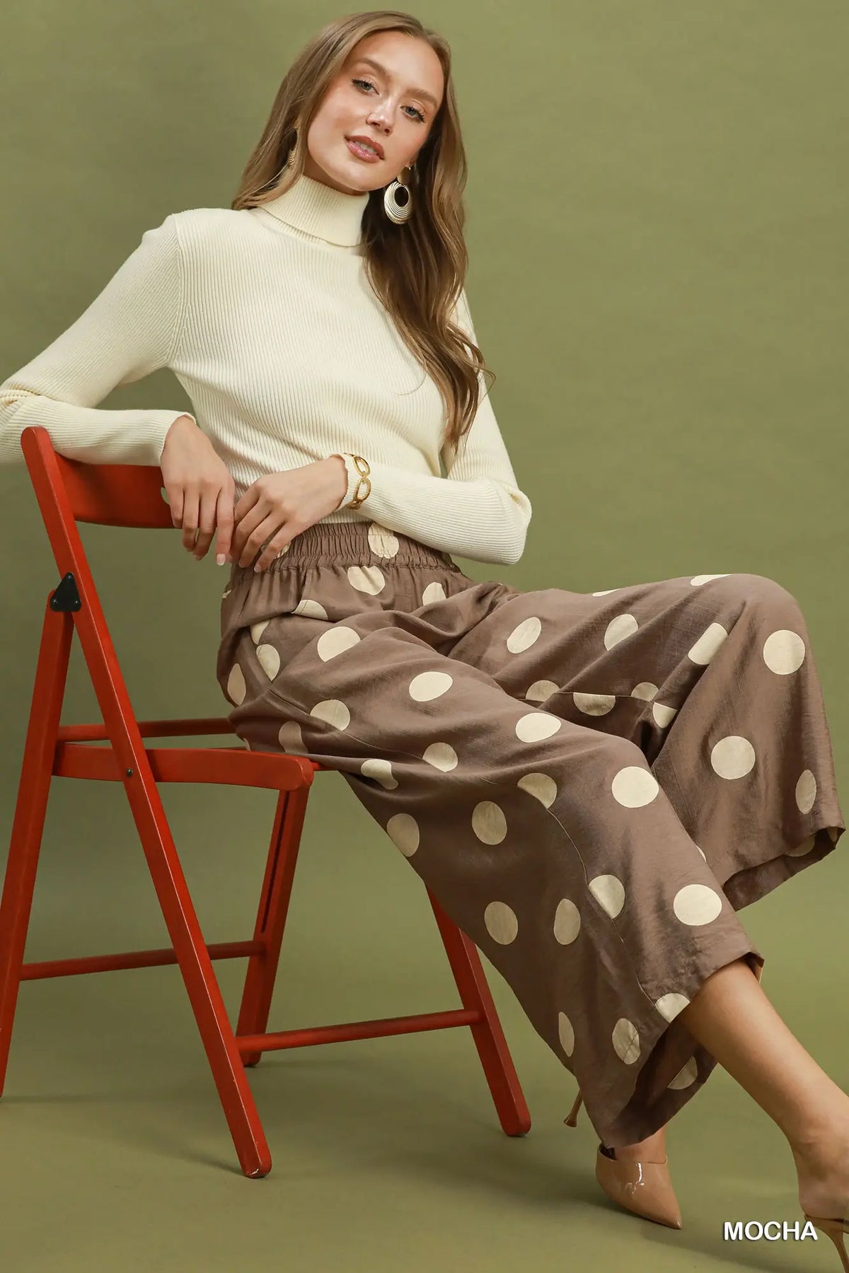 Polka Dot Wide Leg Crop Pants with Pockets