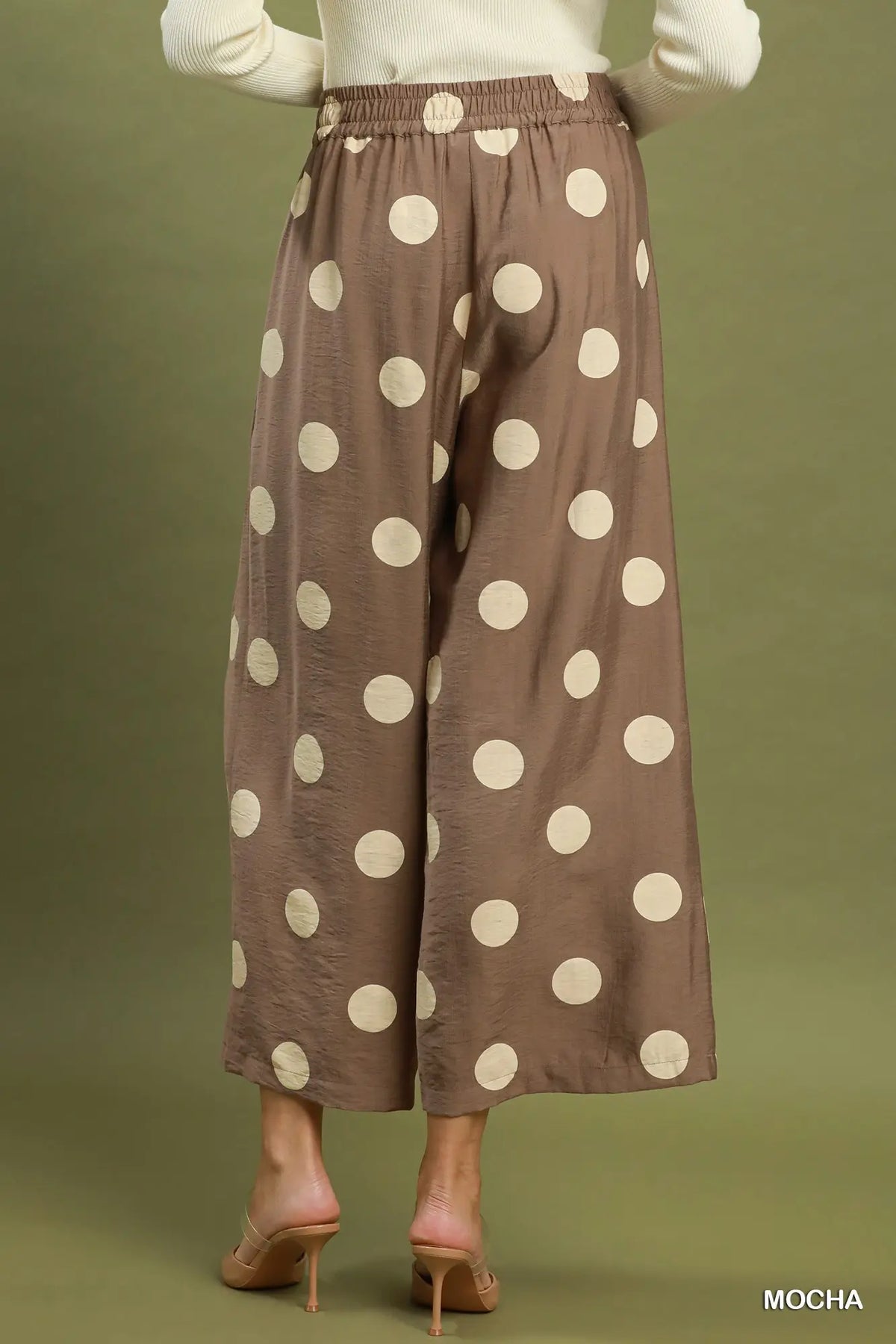 Polka Dot Wide Leg Crop Pants with Pockets
