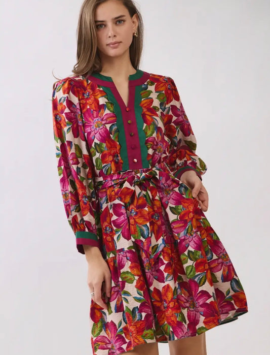 Mixed Floral Printed Mini Dress