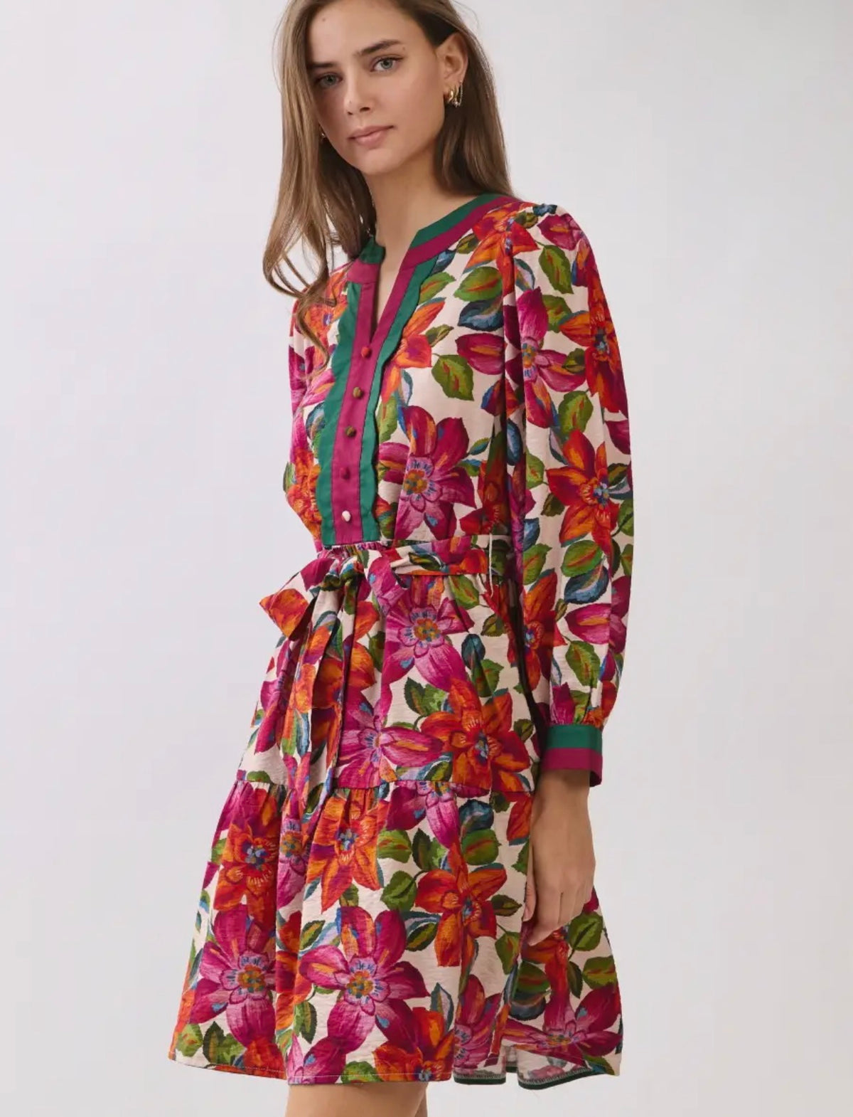 Mixed Floral Printed Mini Dress