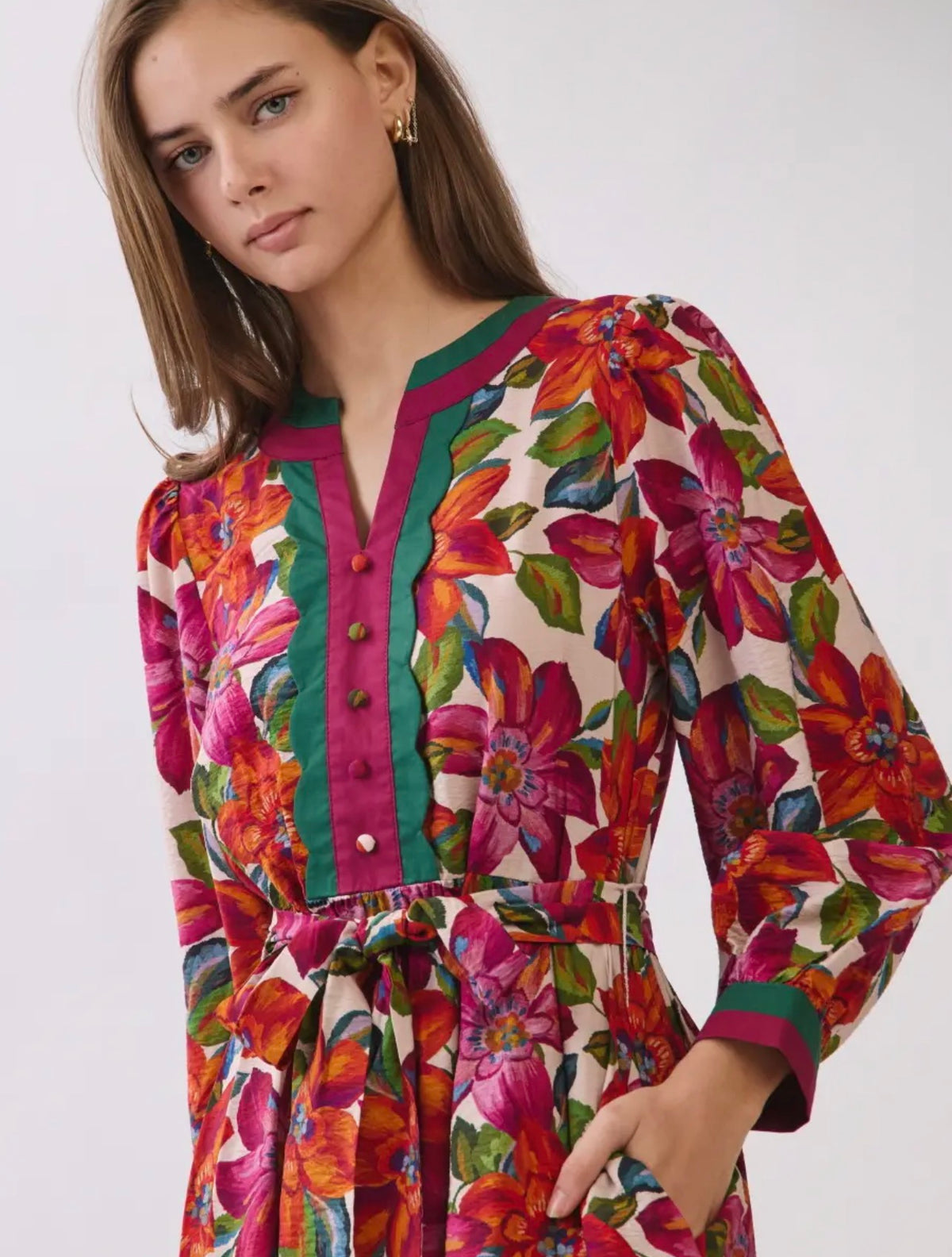 Mixed Floral Printed Mini Dress