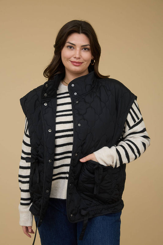 Snap Button Down Quilted Vest