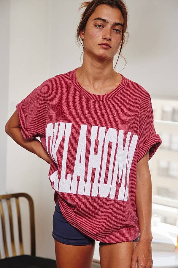 'OKLAHOMA' Comfy Oversize Graphic Sweatshirt Top