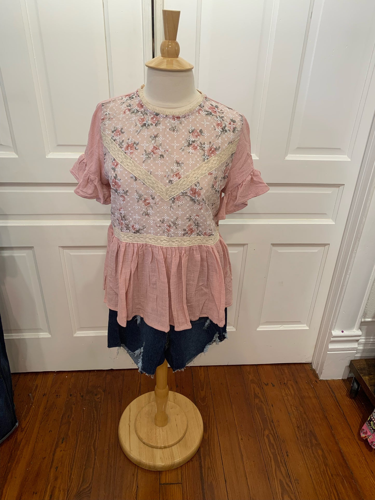 Umgee Dusty Pink Floral Blouse