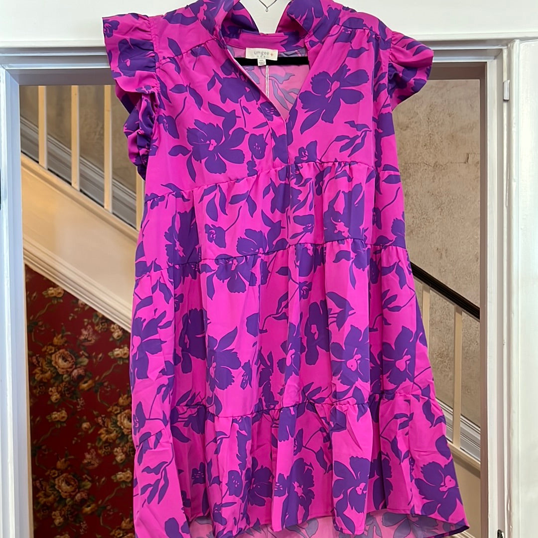 Umgee Purple and Pink Floral Dress