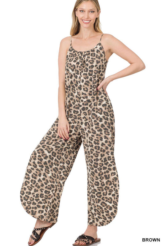 Leopard Jumpsuit with Side Slits