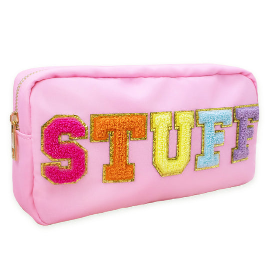Small Nylon Chenille Letter Travel Makeup Pouch