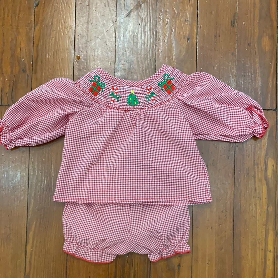 Baby Red Check Christmas outfit