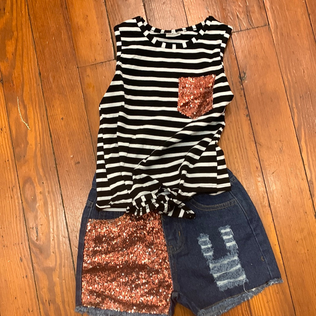 Kids Bling shorts and stripe top